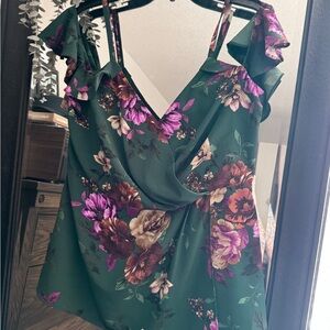 City Chic Green Floral Blouse